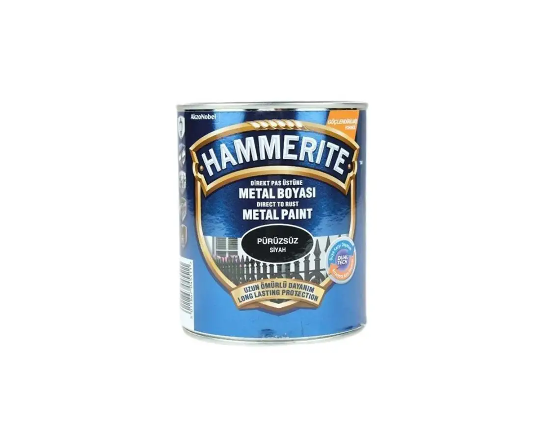 ანტიკოროზიული საღებავი 3/1-ში "Hammerite"შავი გლუვი 2,5ლტ — მეტალის საღებავები